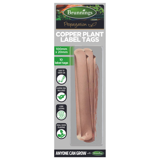 Brunnings Copper Plant Label Tags - 100mm x 20mm - 10 Pack