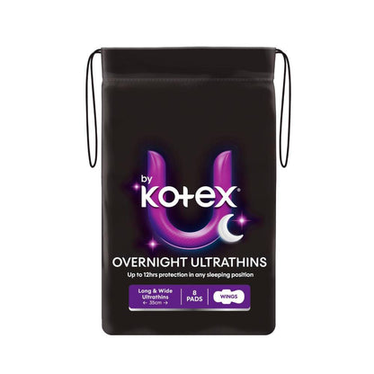 U by Kotex Overnight Ultrathin Pads Long With Wings - 8 pack