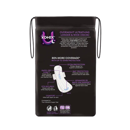 U by Kotex Overnight Ultrathin Pads Long With Wings - 8 pack