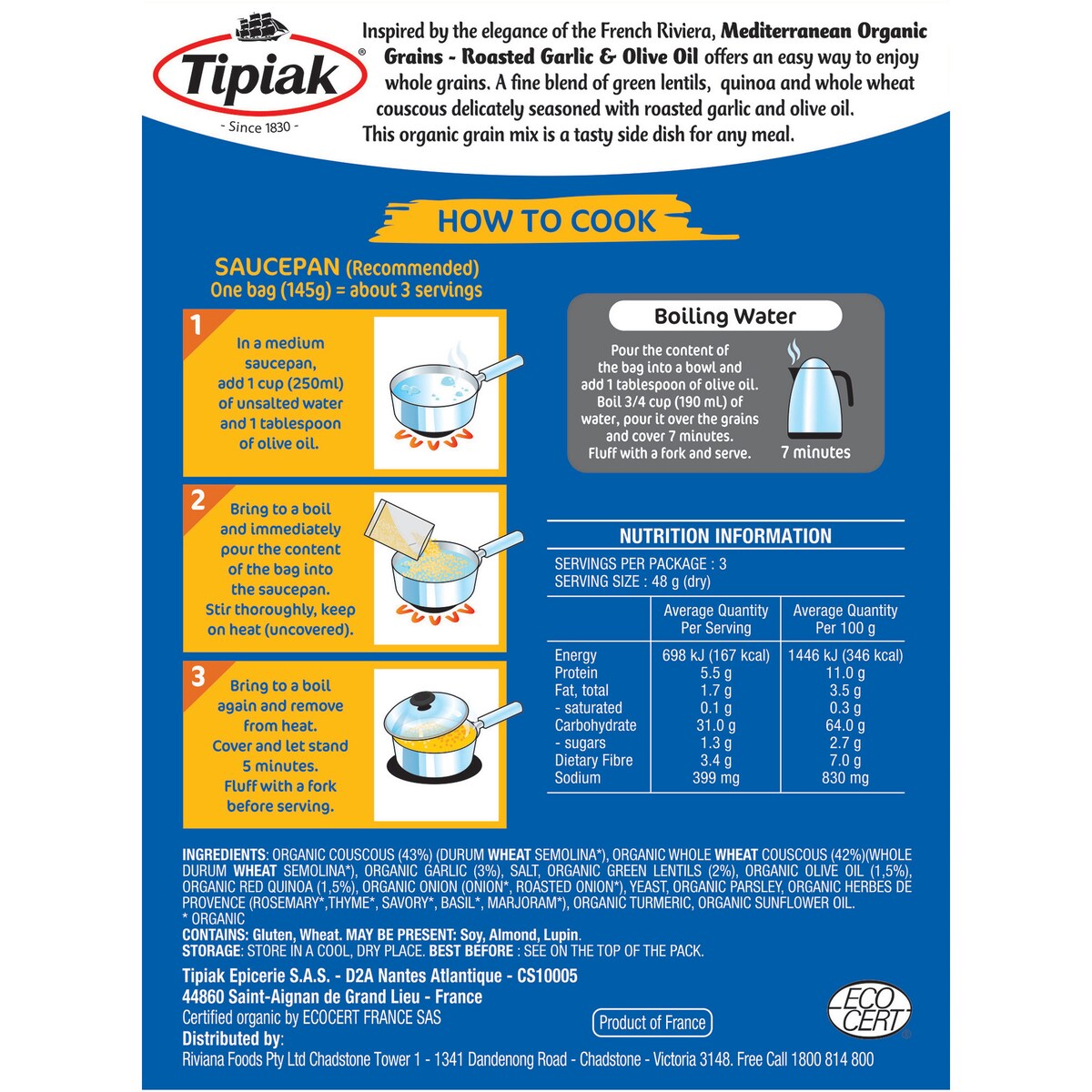 Tipiak Mediterranean Grains Garlic Cous Cous 145g