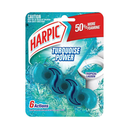 Harpic Turquoise Power Rimblock Tropical Lagoon Toilet Cleaner - 39g