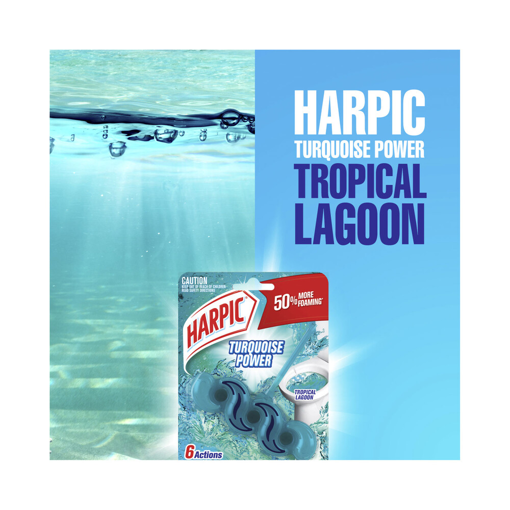 Harpic Turquoise Power Rimblock Tropical Lagoon Toilet eaner - 39g