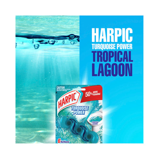 Harpic Turquoise Power Rimblock Tropical Lagoon Toilet eaner - 39g