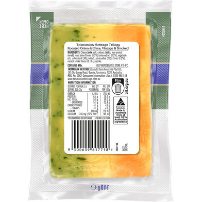 Tasmanian Heritage Club Cheddar Cheese Trilogy Roasted Onion & Chive 140g