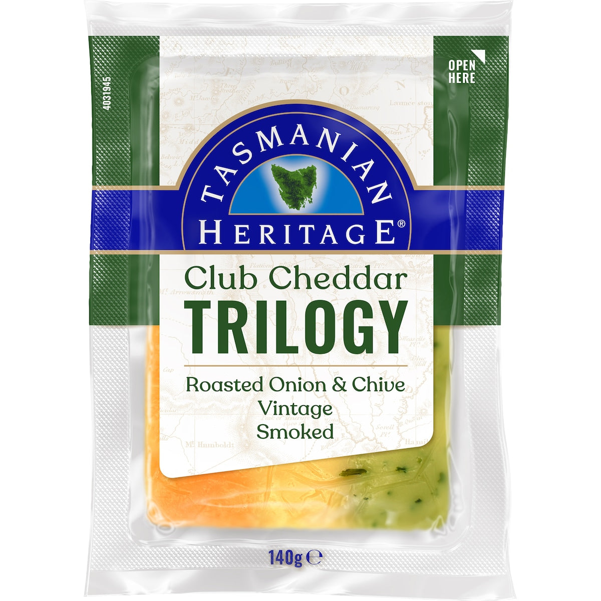 Tasmanian Heritage Club Cheddar Cheese Trilogy Roasted Onion & Chive 140g