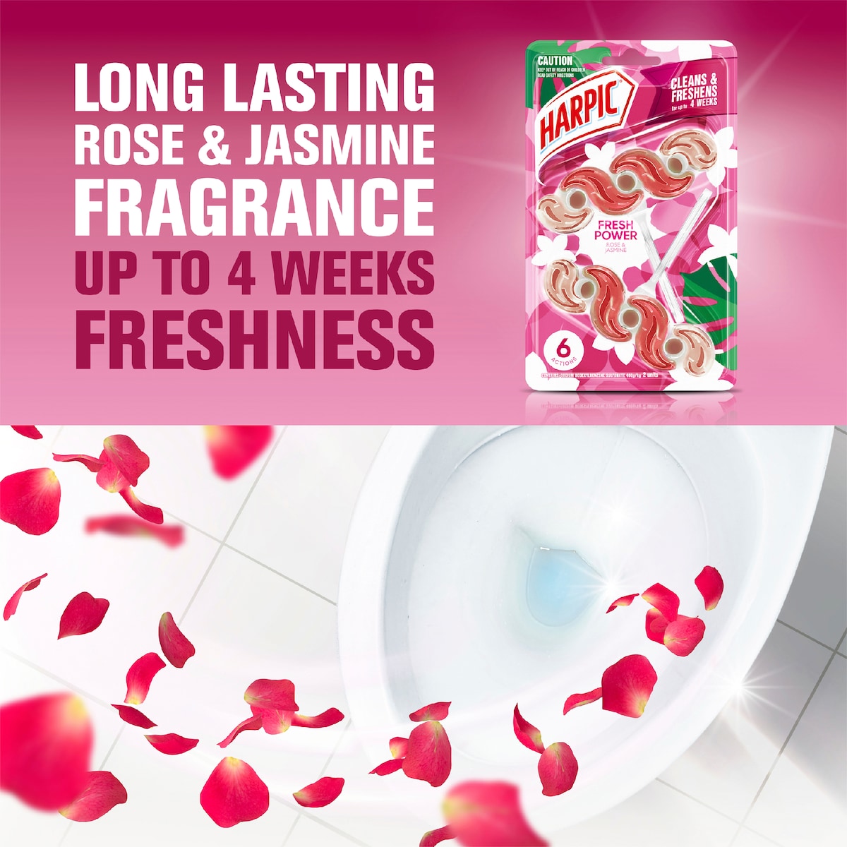 Harpic Fresh Power Rose Caged Toilet Cleaner Block 2 Pack