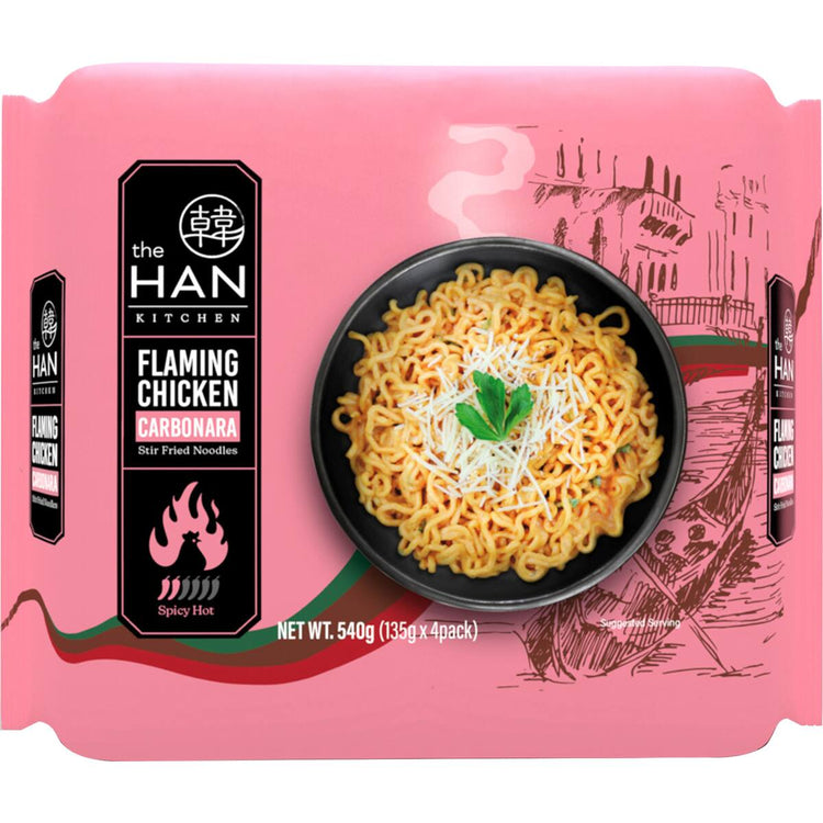The Han Kitchen Flaming Chicken Carbonara Noodles 4 Pack