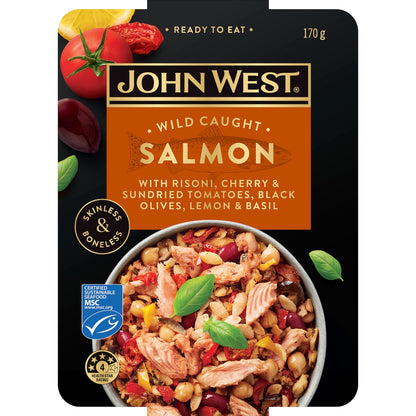 John West Salmon Bowl With Risoni Cherry & Sundried Tomato Olives Lemon 170g