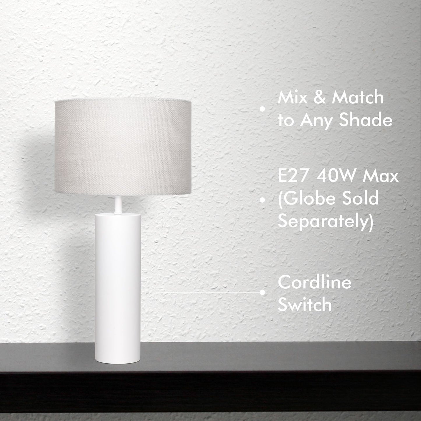 Verve Design Sierra Lamp Base - 42cm - Matte White