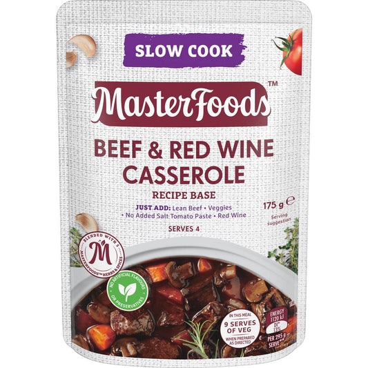 Masterfoods Beef & Red Wine Casserole Slow Cook Recipe Base 175g