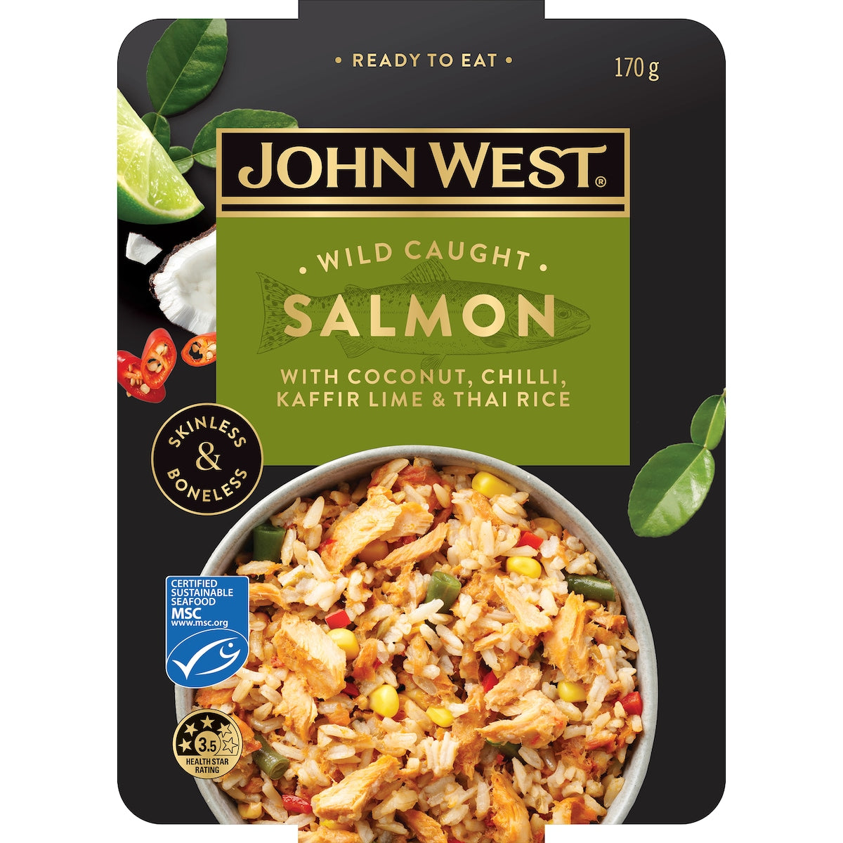 John West Salmon Bowl With Coconut Chilli Lime & Thai Rice 170g
