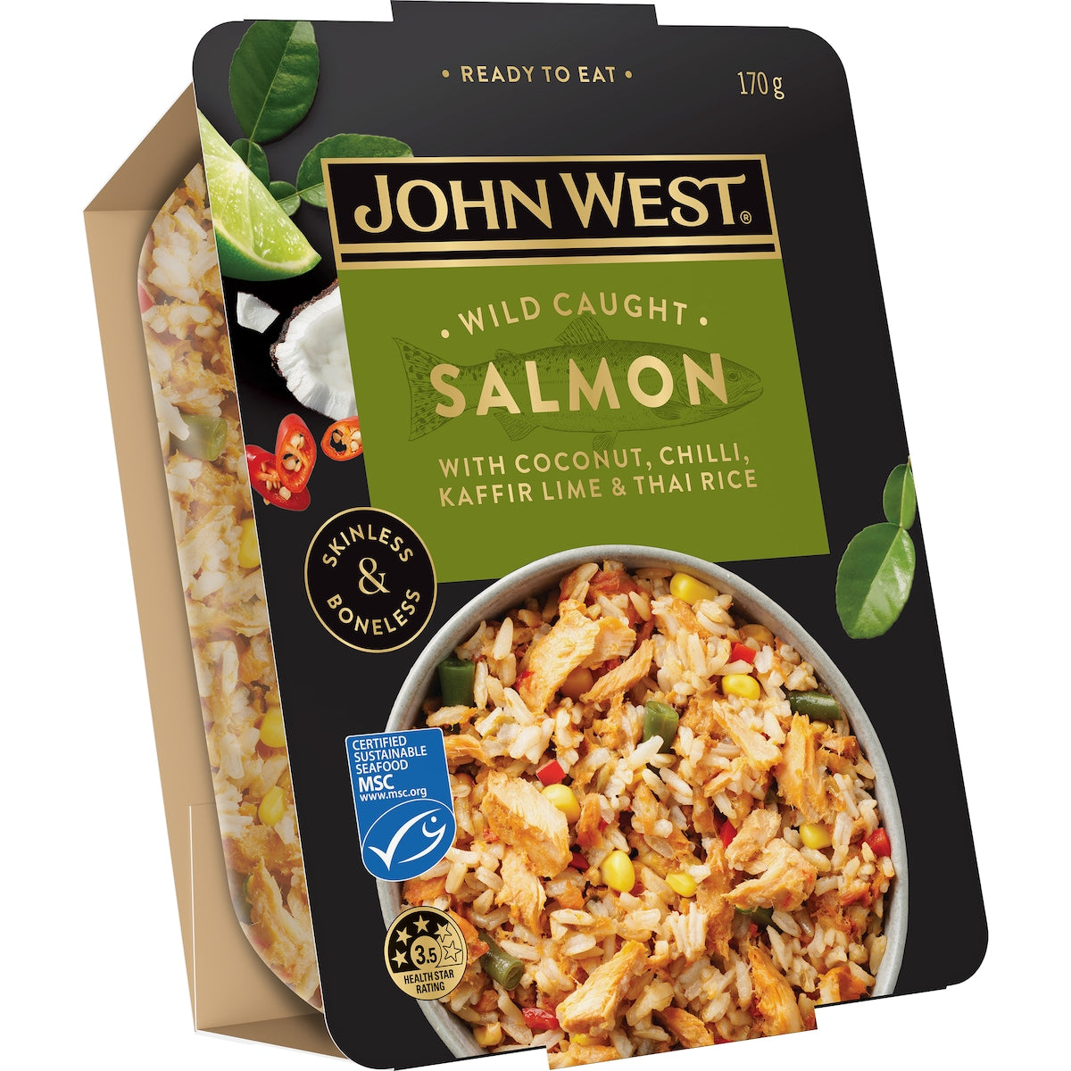 John West Salmon Bowl With Coconut Chilli Lime & Thai Rice 170g