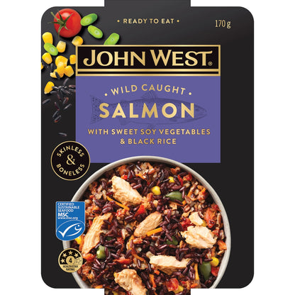 John West Salmon Bowl With Sweet Soy Vegetables & Black Rice 170g