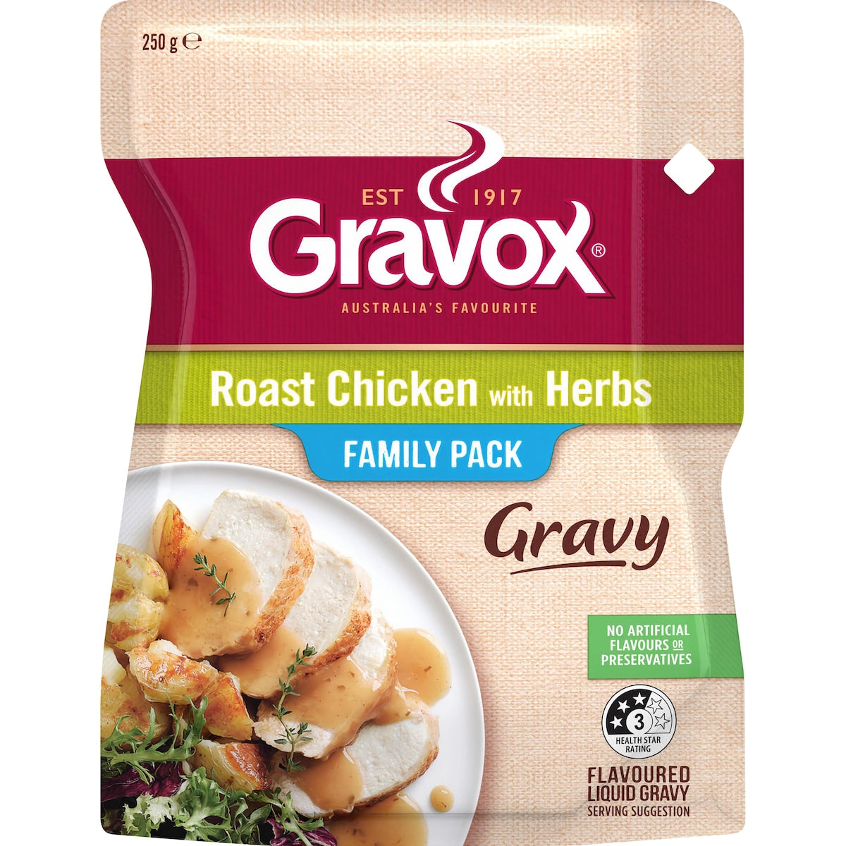 Gravox Roast Chicken With Herbs Family Pack Liquid Gravy Pouch 250g