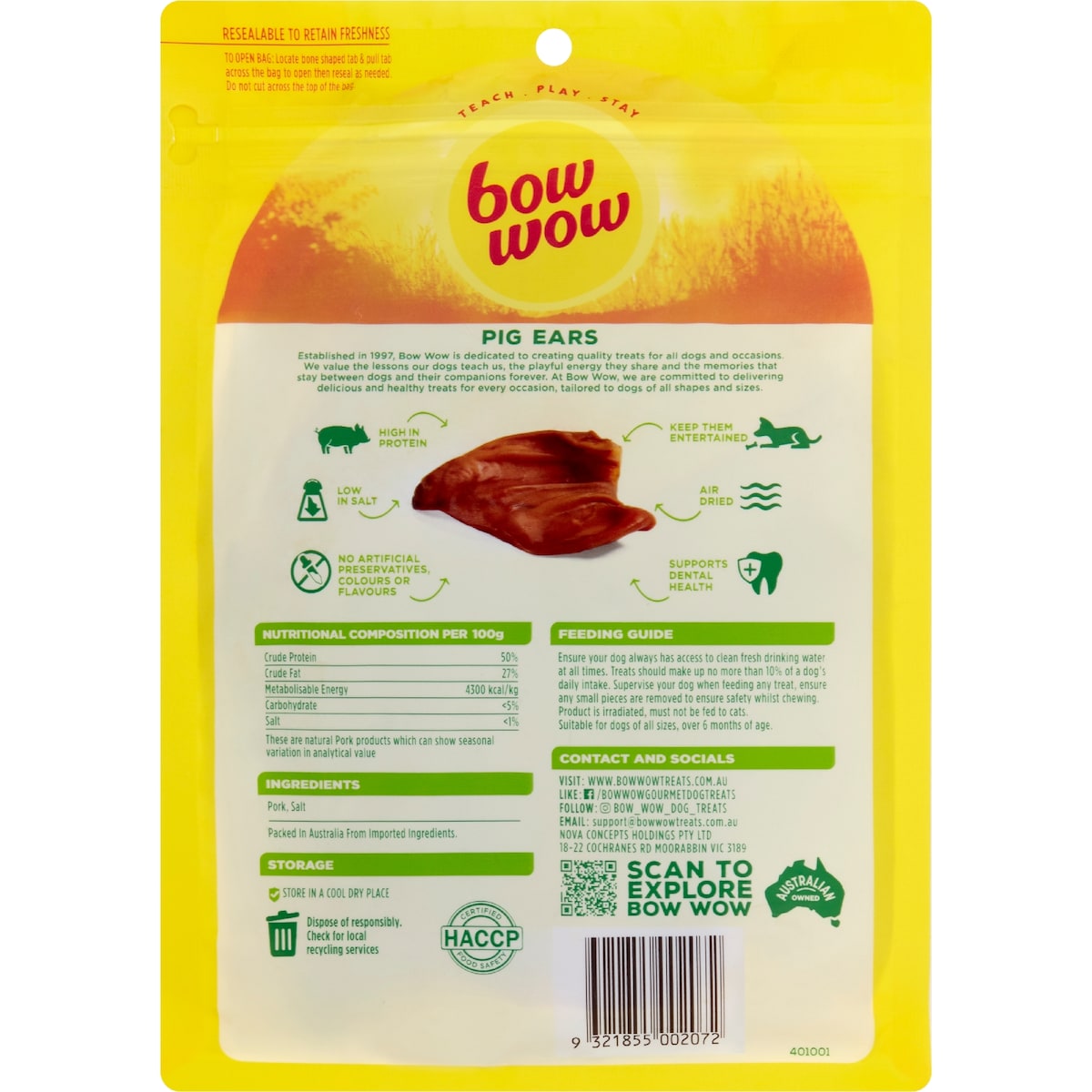 Bow Wow Pig Ears Dog Treats 5 Pack