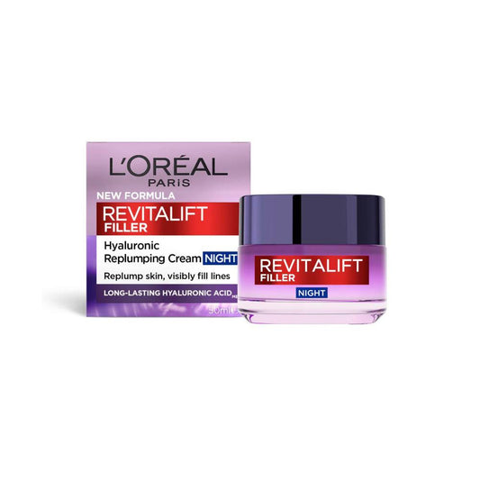 L'Oreal Revitalift Filler Replumping Night Moisturiser - 50mL