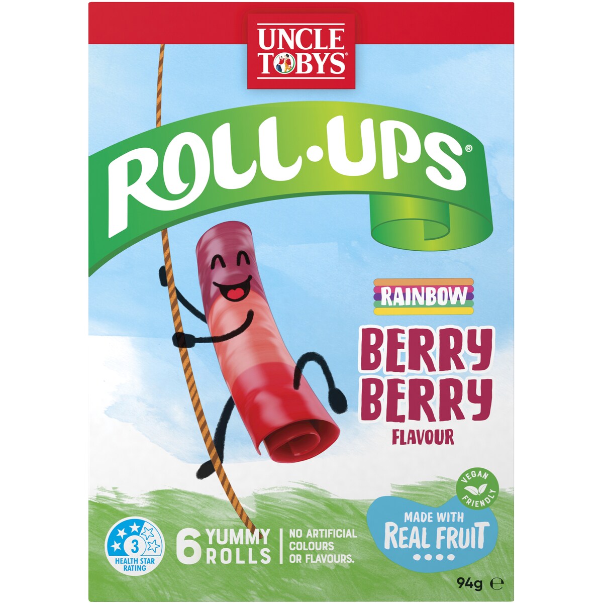 Uncle Tobys Roll-ups Rainbow Berry 6 Pack