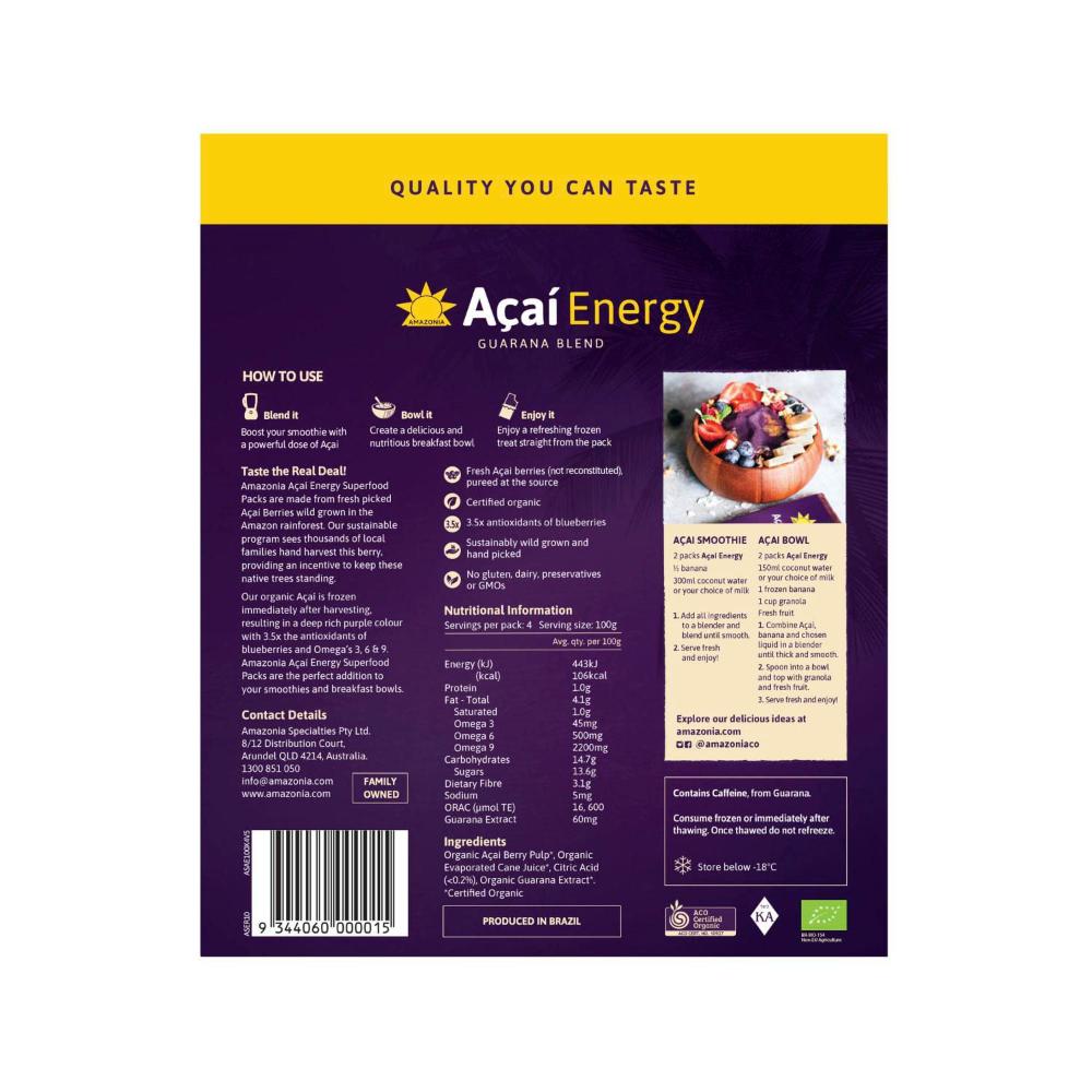 Amazonia Acai Energy Superfood Packs - 400g