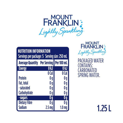 Mount Franklin Lightly Sparkling Water Natural Bottle - 1.25L