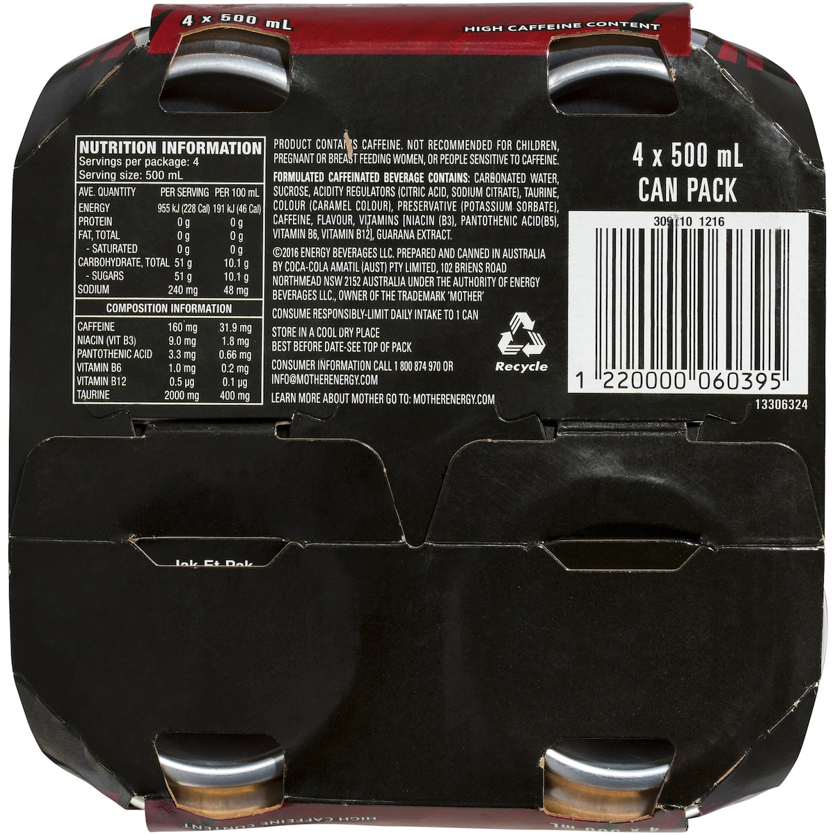 Mother Energy Drink Original Cans 500ml X 4 Pack