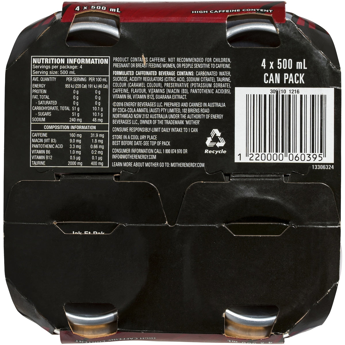 Mother Energy Drink Original Cans 500ml X 4 Pack