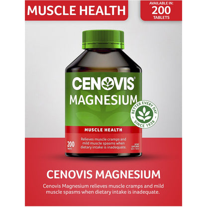 Cenovis Magnesium Tablets Muscle Health Supplement 200 pack