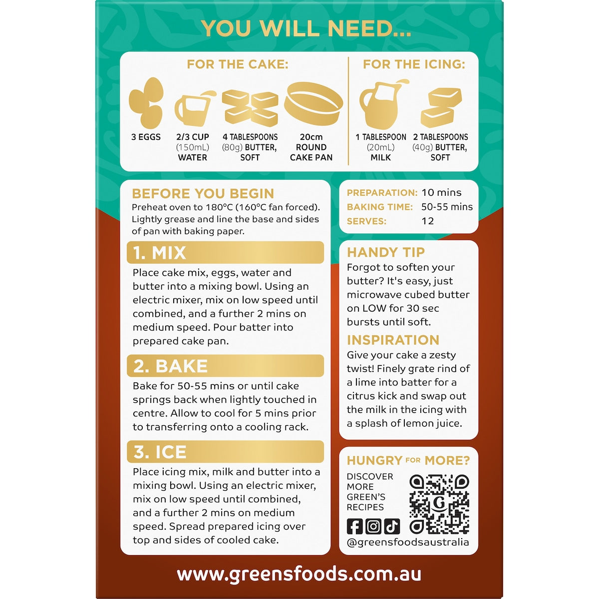 Greens Orange Poppyseed Cake Mix 580g