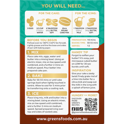 Greens Orange Poppyseed Cake Mix 580g