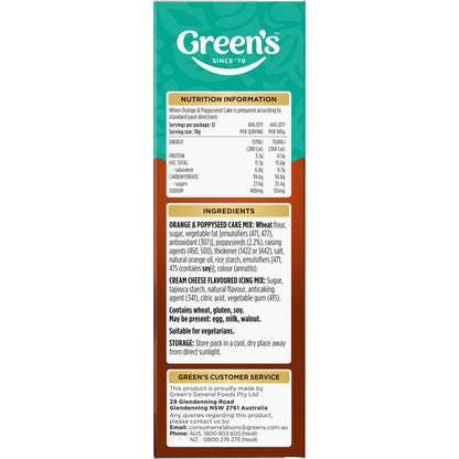 Greens Orange Poppyseed Cake Mix 580g