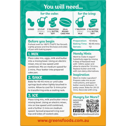 Greens Traditional Orange Cake Mix 470g
