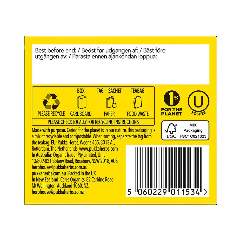 Pukka Lemon Ginger & Manuka Honey Tea Sachets 20 Pack - 40g