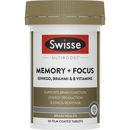 Swisse Ultiboost Memory + Focus Tablets Supports Brain Health 50 Pack