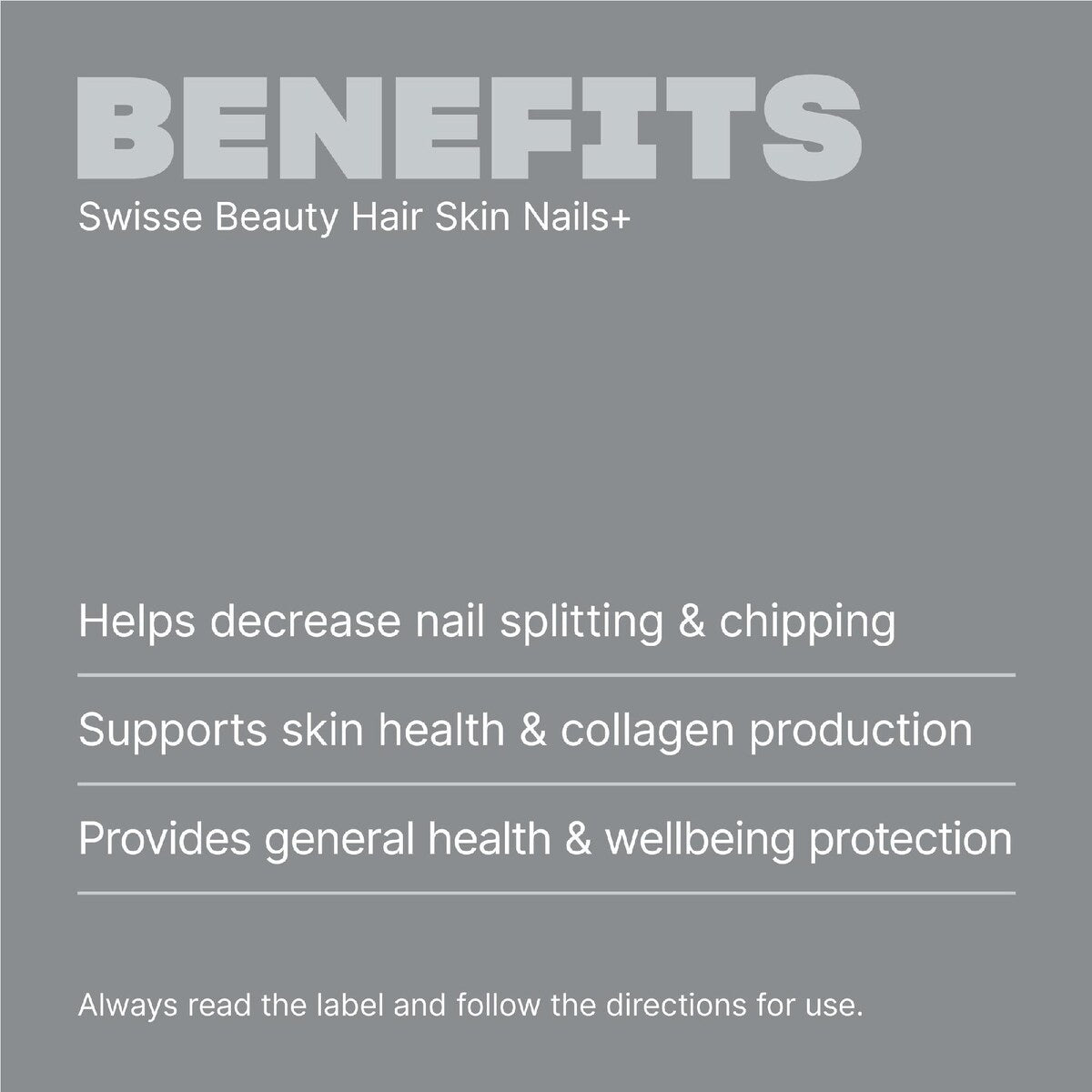 Swisse Beauty Hair Skin Nails+ Tablets For Collagen Formation 60 Pack