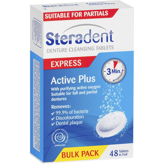 Steradent Denture Cleansing Tablets Active Plus 48 Pack