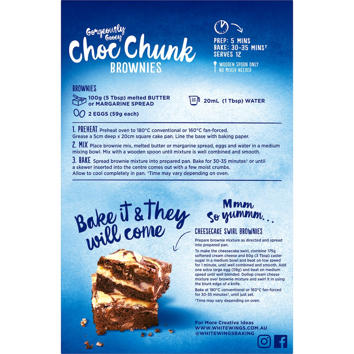 White Wings Brownie Mix Chocolate Chunk 475g