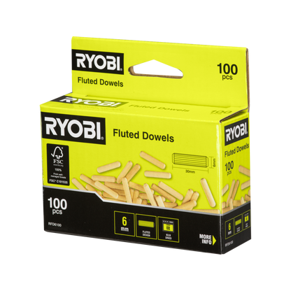 Ryobi Fluted Dowel - 6mm - 100 Pack