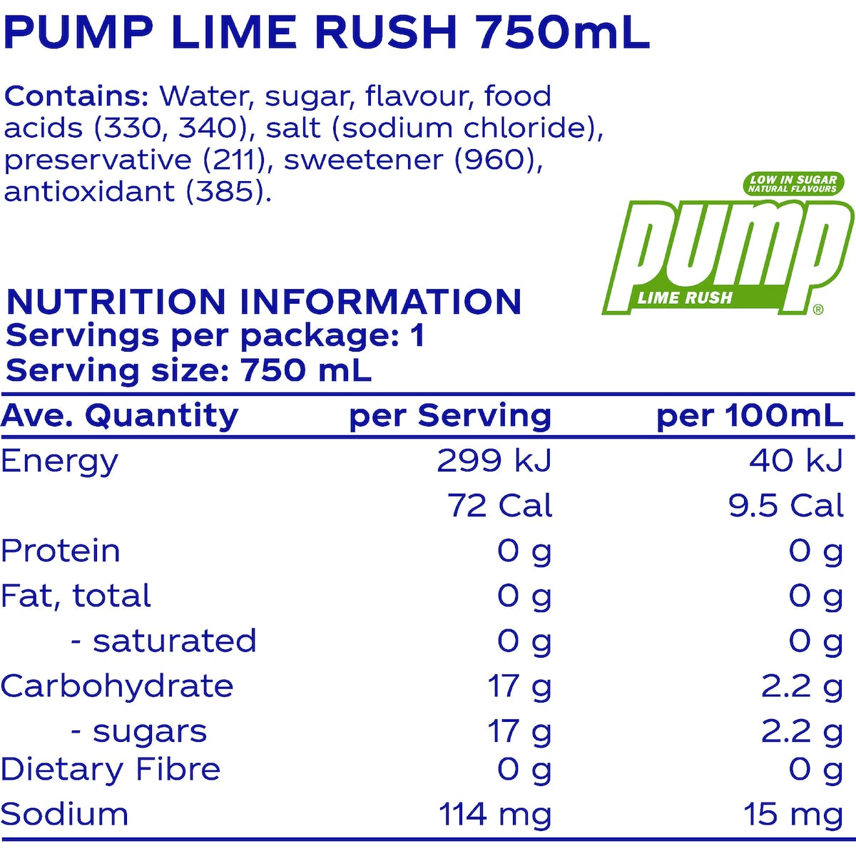 Pump Lime Rush Water Bottle 750ml