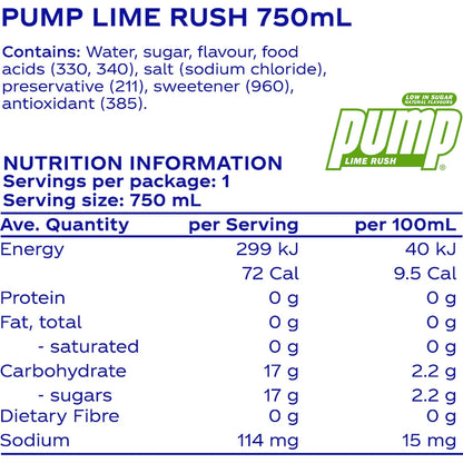 Pump Lime Rush Water Bottle 750ml