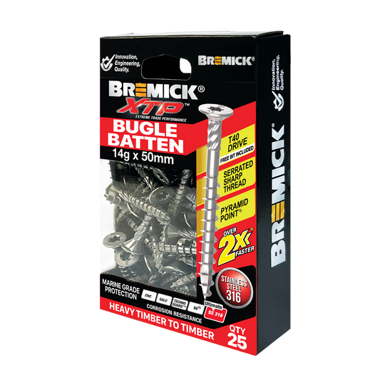 Bremick XTP Bugle Screw Battens - 14g x 50mm - 25 Pack