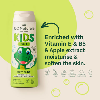 Oc Naturals Kids 3-in-1 Fruit Blast Conditioning Shampoo & Body Wash 400ml