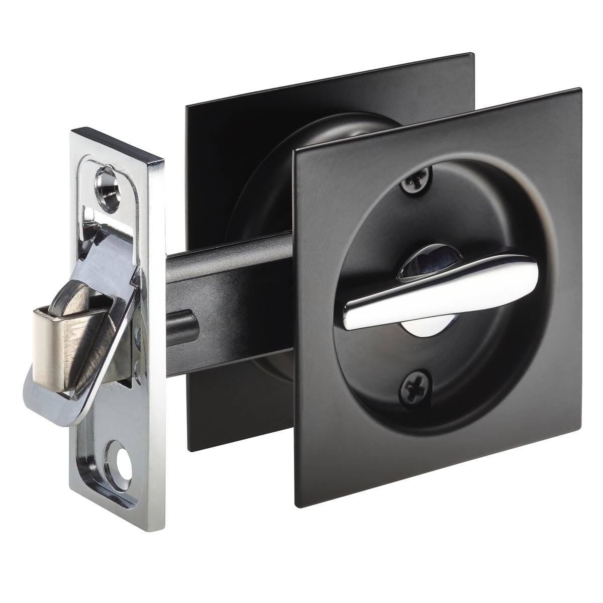 Gainsborough Privacy Cavity Sliding Door Set - 65mm - Matt Black - Lockable