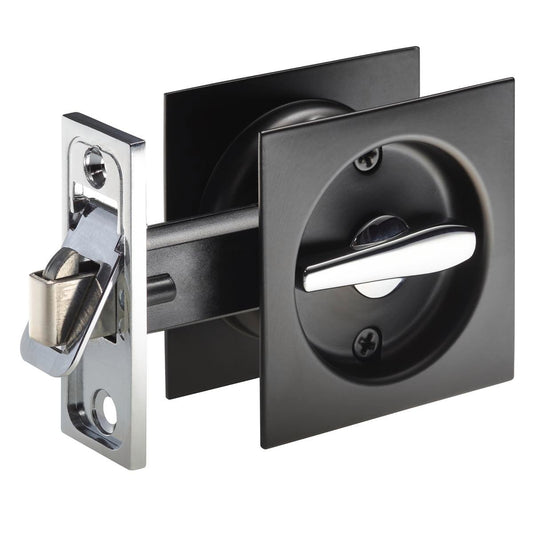 Gainsborough Privacy Cavity Sliding Door Set - 65mm - Matt Black - Lockable