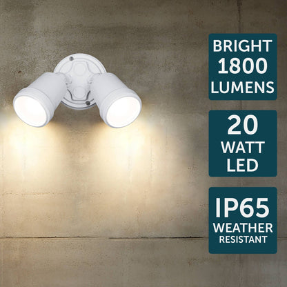 Brilliant White Raptor III Twin Flood Light - 20W - 1800 Lumens