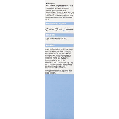 Neutrogena Neutrogena Ultra Gentle Daily Face Moisturiser Spf15 100ml