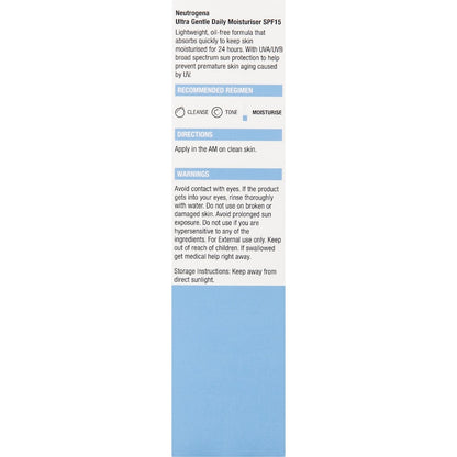Neutrogena Ultra Gentle Daily Face Moisturiser Spf 15 100ml
