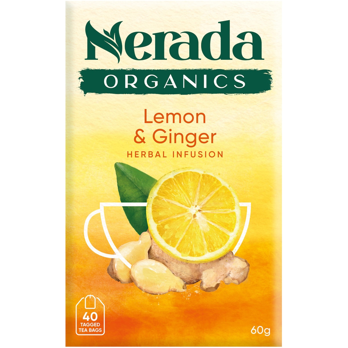 Nerada Organic Lemon & Ginger Tea Bags 40 pack