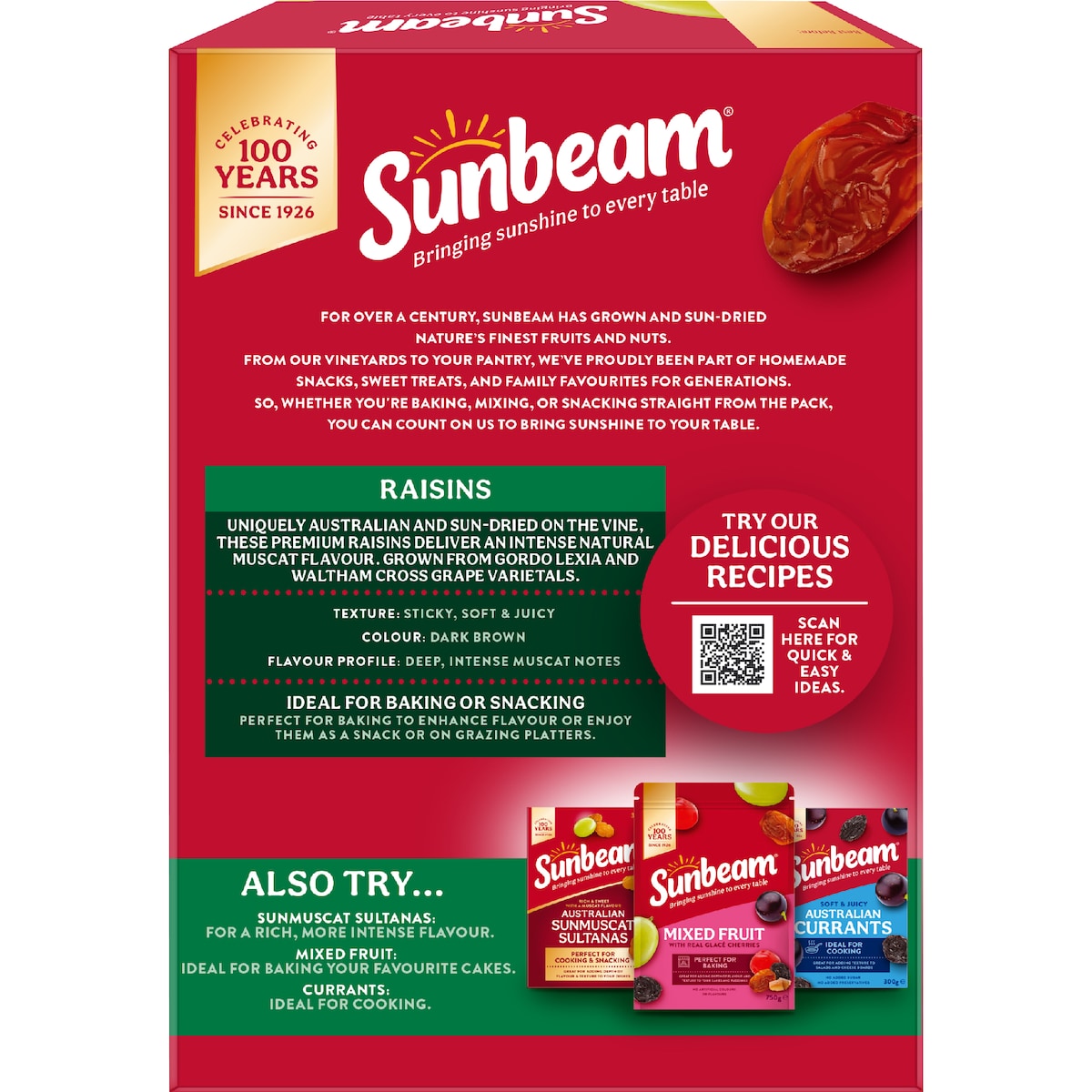 Sunbeam Australian Raisins 375g