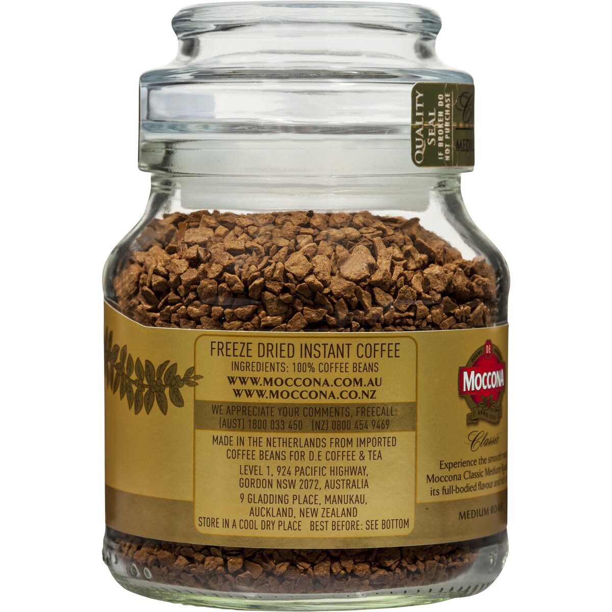 Moccona Freeze Dried Instant Coffee Classic Medium Roast 50g, 1pc