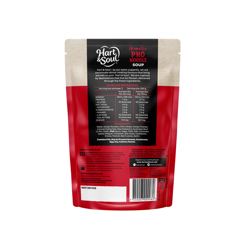 Hart & Soul All Natural Pho Soup With Konjac Pouch - 400g