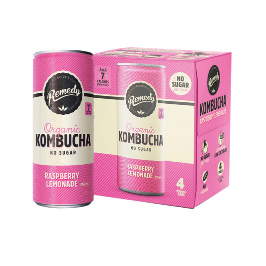 Remedy Kombucha Raspberry Lemonade 250ml - 4 pack